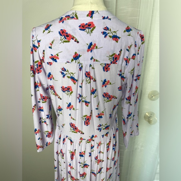 Anthropologie Maeve Juno Lilac Poppies Floral Spring Summer Tunic Dress XS - Picture 7 of 10